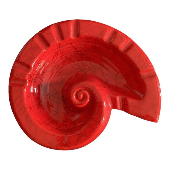 Hollywood Ceramics California Potteries Red Nautilus Seashell Ashtray MCM VTG - Picture 5 of 16